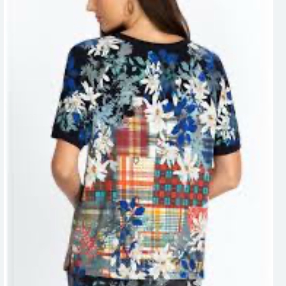 Johnny Was Multicolor Floral Patchwork Top